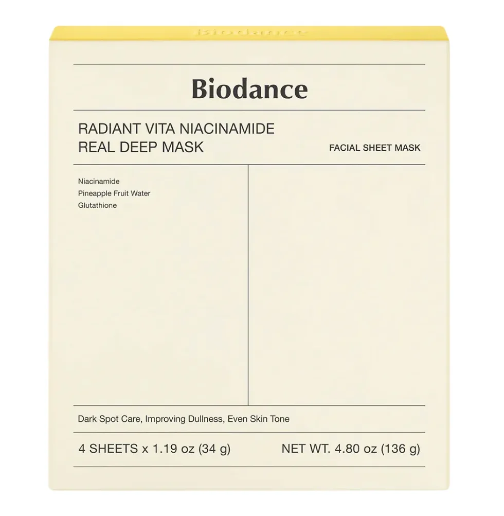 8809937361466 ماسک ورقهای ضد لک و ضد جوش نیاسینامید بایودنس Biodance | روشنکننده و ترمیمکننده پوست | بسته ۴ عددی - تصویر 1