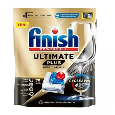 قرص ظرفشویی فینیش Finish مدل Quantum Ultimate Plus | پاک‌کنندگی چندگانه و محافظ ظروف | بسته 75 عددی
