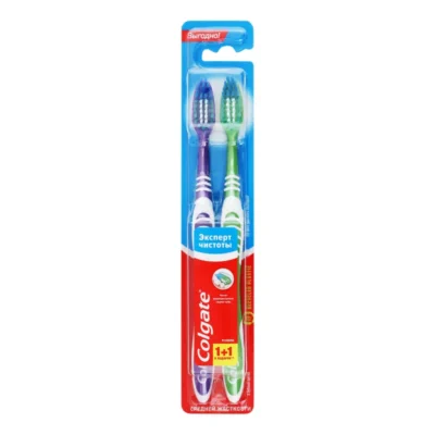 مسواک کولگیت Colgate | مدل Extra Clean | دارای درجه سختی متوسط (Medium) با قدرت پاک‌کنندگی بالا | بسته 2 عددی