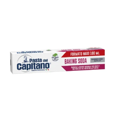 خمیر دندان کاپیتانو Capitano | حاوی جوش شیرین | اصل ایتالیا، کمک به پاکسازی مؤثر دندان‌ها، کاهش لکه‌های سطحی، ایجاد حس تازگی و تمیزی طولانی‌مدت | 100 میل