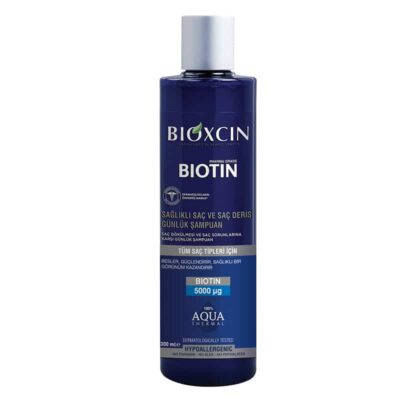 شامپو بیوکسین BIOXCIN | مدل BIOTIN | تقویت کننده و تغذیه کننده فولیکول مو با بیوتین، کاهش ریزش مو و افزایش استحکام و ضخامت تارهای مو، مناسب انواع مو | 300 میل