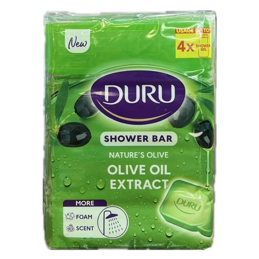 0000000000043 صابون گلیسیرینه دورو Duru | مدل Olive Oil | شوینده مرطوبکننده حاوی عصاره روغن زیتون | بسته ۴ عددی ۶۰۰ گرم - Image 1