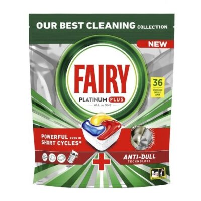 قرص ظرفشویی فیری Fairy | مدل Platinum Plus | قدرت پاک‌کنندگی فوق‌العاده و جلادهنده | بسته ۳۶ عددی