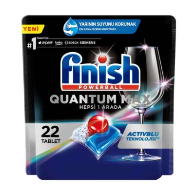 قرص ماشین ظرفشویی فینیش Finish | مدل Quantum Max | قدرت پاک‌کنندگی بالا | بسته 22 عددی