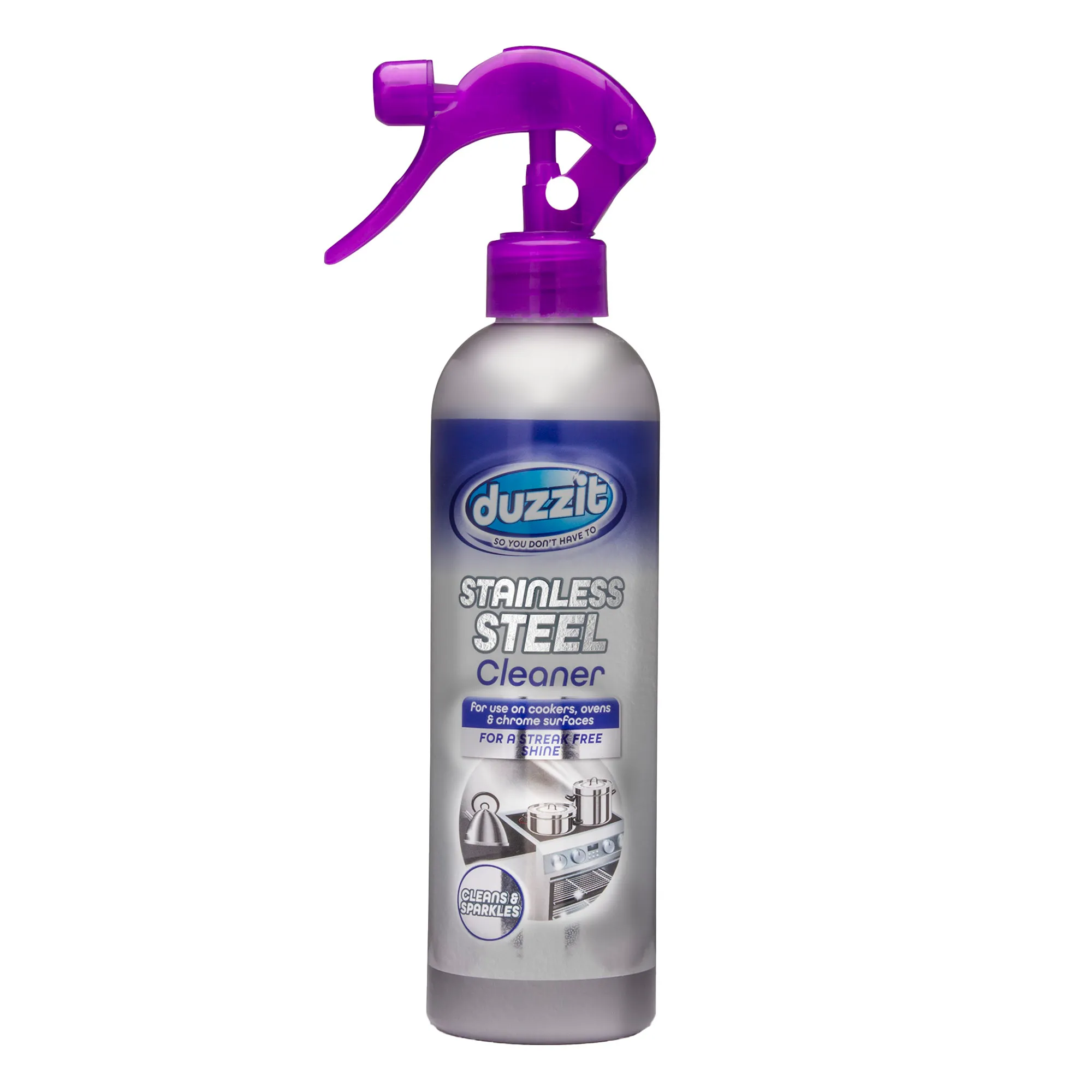 5053249256535 اسپری پاککننده استیل دازیت Duzzit | مدل Stainless Steel Cleaner | براقکننده و محافظ سطوح استیل | حجم ۴۰۰ میل - Image 1