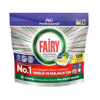 قرص ظرفشویی فیری Fairy | مدل Platinum | قدرت پاک‌کنندگی فوق‌العاده و جلادهنده | بسته ۱۲۵ عددی
