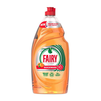 مایع ظرفشویی فیری Fairy | مدل Platinum Quick Wash | رایحه پرتقال | قدرت پاک‌کنندگی بالا و چربی‌زدای قوی | ۸۲۰ میل