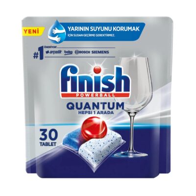 قرص ماشین ظرفشویی فینیش Finish | مدل Quantum | قدرت لکه‌زدایی و چربی‌زدایی قوی | بسته 30 عددی