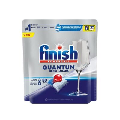 قرص ماشین ظرفشویی فینیش Finish | مدل Quantum | قدرت لکه‌زدایی و چربی‌زدایی قوی | بسته 80 عددی