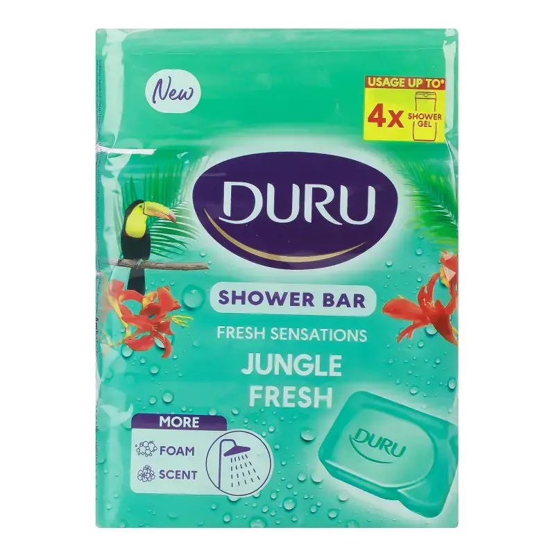 8690506536442 صابون گلیسیرینه دورو Duru | مدل Jungle Fresh | شوینده مرطوبکننده با رایحه جنگلی و طراوتبخش | بسته ۴ عددی ۶۰۰ گرم - Image 1