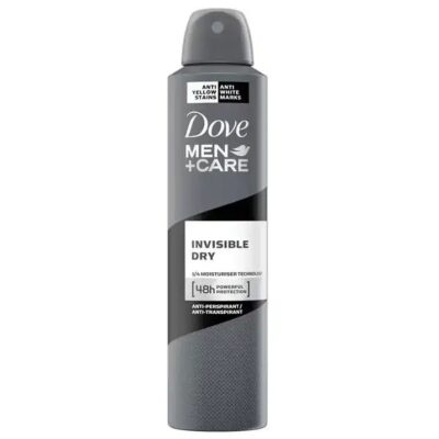 اسپری دئودورانت مردانه داو Dove | مدل Invisible Dry | جلوگیری از لک روی لباس و محافظت طولانی‌مدت | ۲۵۰ میل