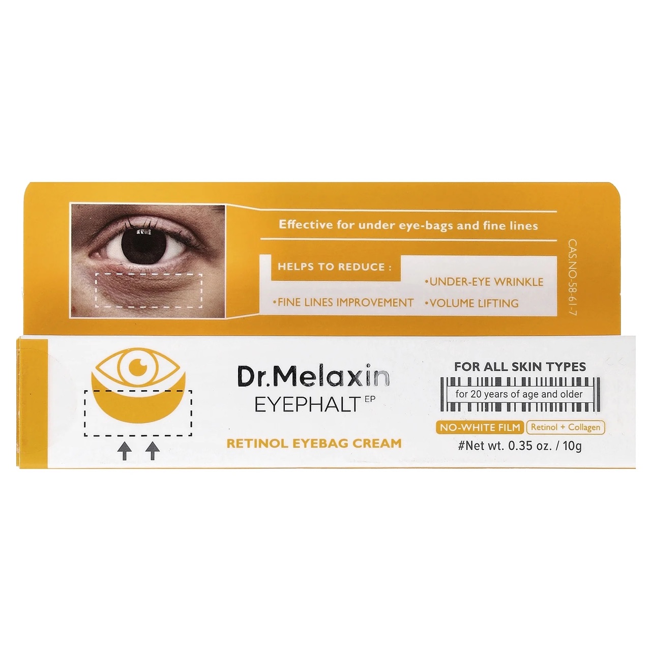 8809886482595 کرم دور چشم رتینول دکتر ملاکسین Dr.Melaxin | مدل Eyephalt Eyebag | رفع تیرگی، پف و کیسههای زیر چشم | ۱۰ گرم - Image 1
